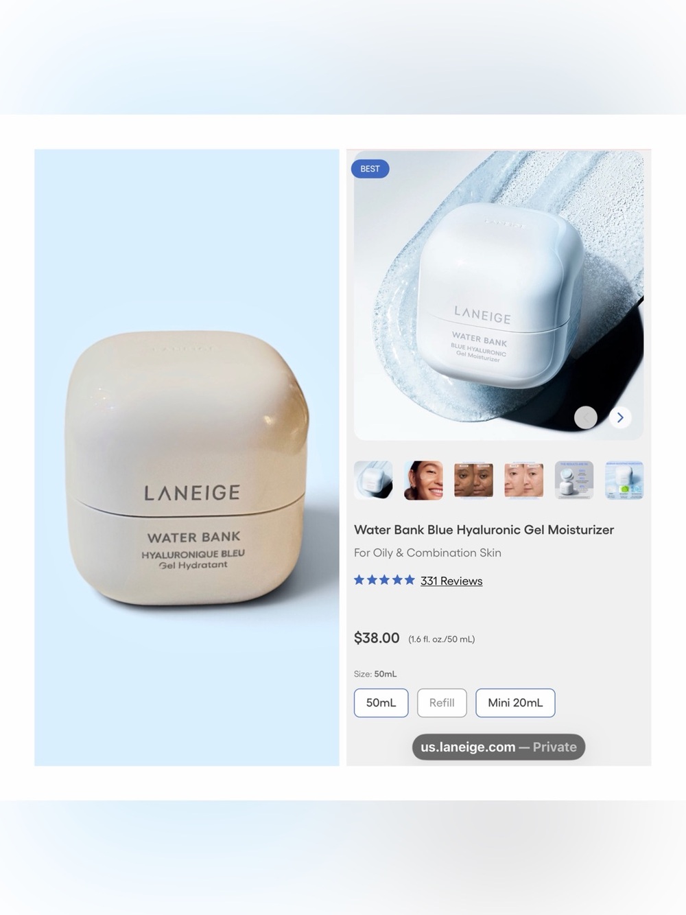 Laneige Water Bank Blue Hyaluronic Gel Moisturizer 50ml